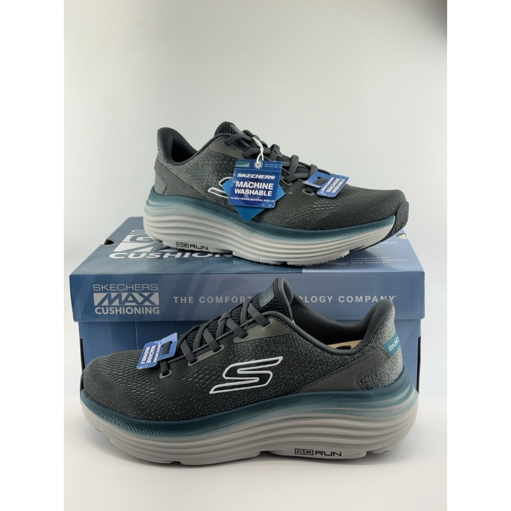 Skechers GoRun Max Cushioning Grey Teal Running Shoes Men's 220061 Size 11